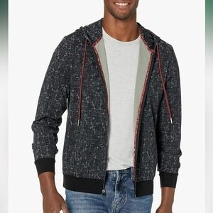 Robert Graham Mens Grey Geometric Star Print Full Zip Hoodie Jacket Size S